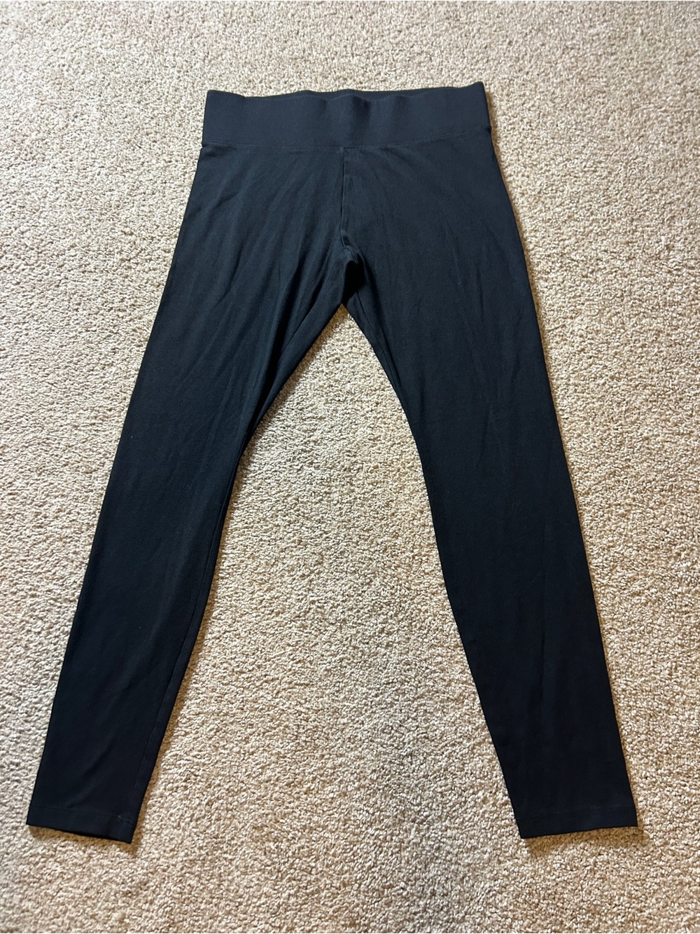 HUE Womens Leggings Size Medium Black High Rise Wide Waistband Stretch Pants